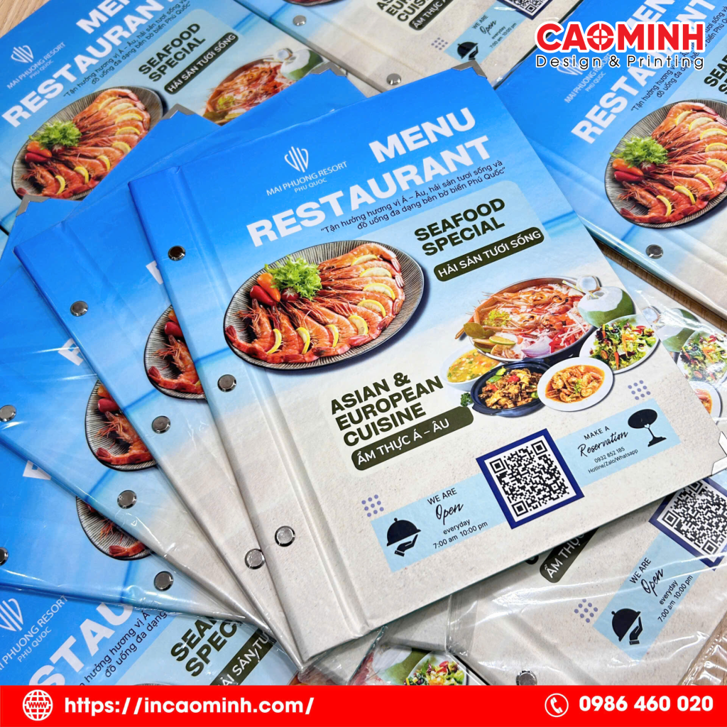 In menu bìa cứng giá rẻ đẹp sắc nét ở Nha Trang 8 Menu nhà hàng.resort_In ấn Cao Minh Nha Trang