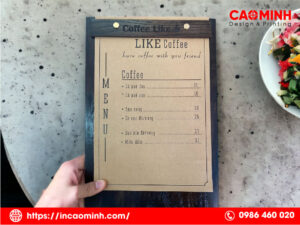 In menu quán cafe