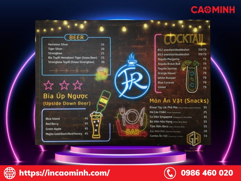 Menu đồ uống quán bar có gì? Cách thiết kế menu quán bar 1 mẫu menu quán bar