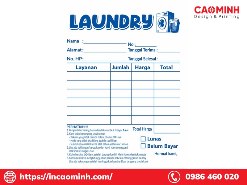 In phiếu giặt ủi khách sạn theo yêu cầu đẹp và chuẩn 2 chất liệu in phiếu giặt là khách sạn